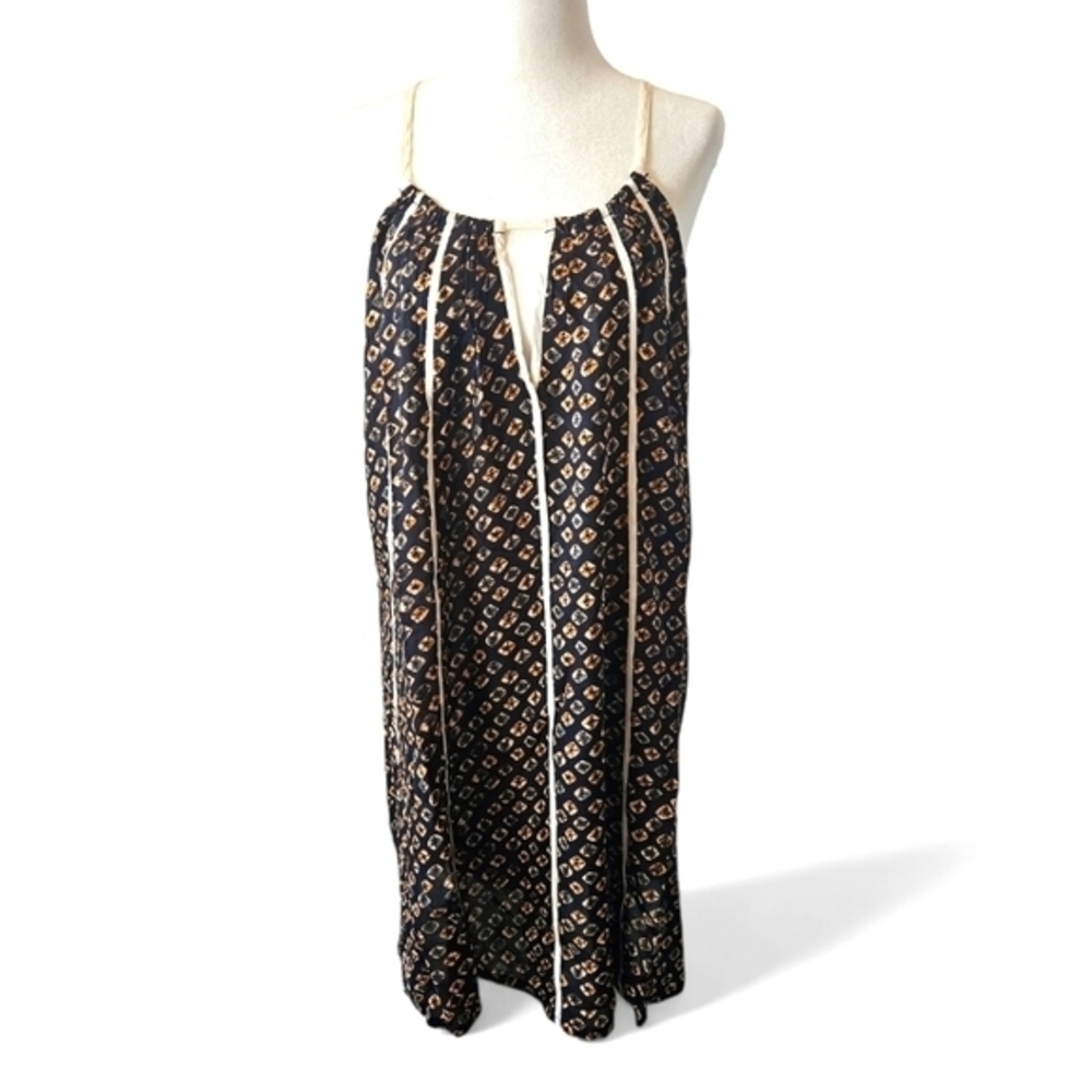 NWT By Anthropologie ruched dip back adjustable straps mini lounge swing dress L